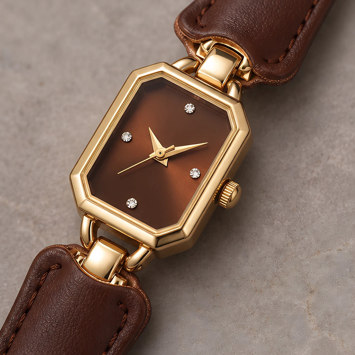 Delphira Women's Leather-Strap Quartz Watch - Brown - female - Eric Muller - Image 3