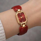 Delphira Women's Leather-Strap Quartz Watch - Red - Women's Accessories > Watches > Rectangular Quartz Watches - Eric Muller - Image 1