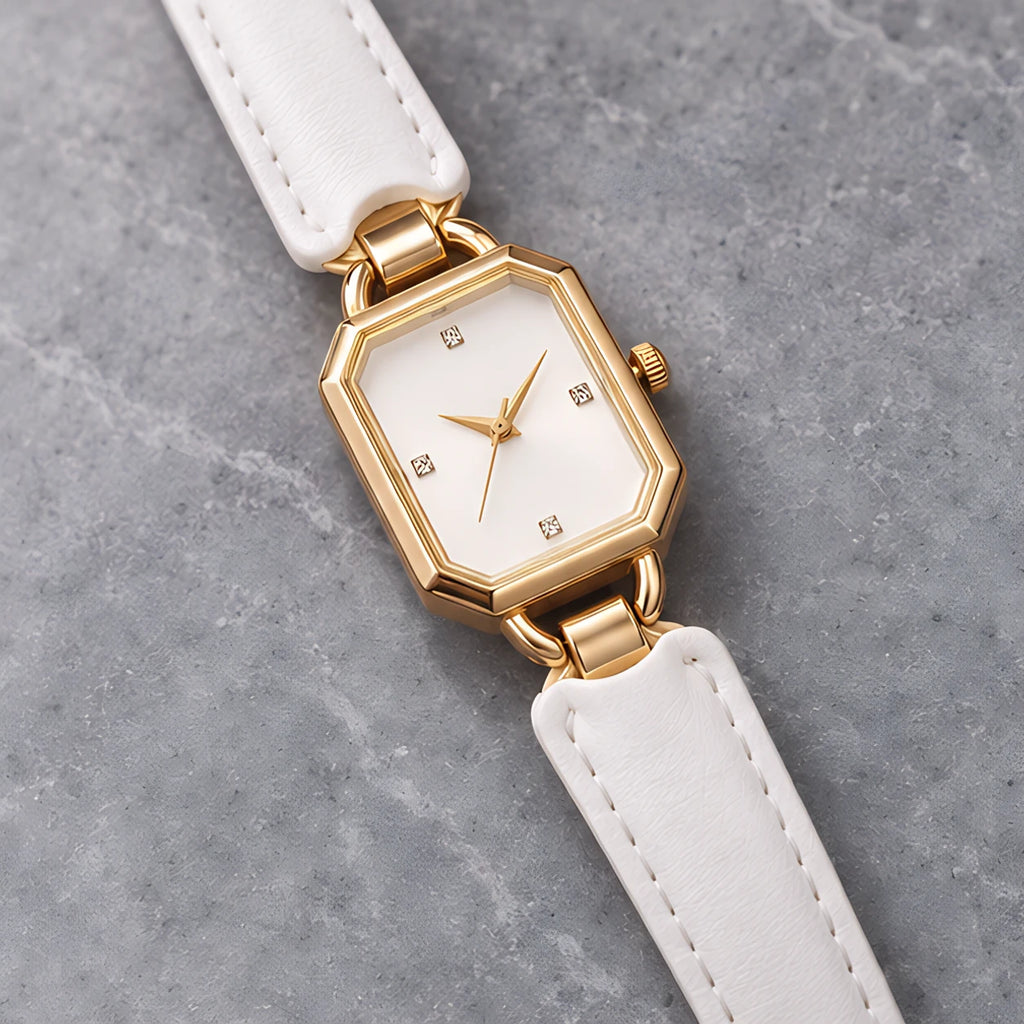 Delphira Women's Leather-Strap Quartz Watch - White - Women's Accessories > Watches > Rectangular Quartz Watches - Eric Muller - Image 2