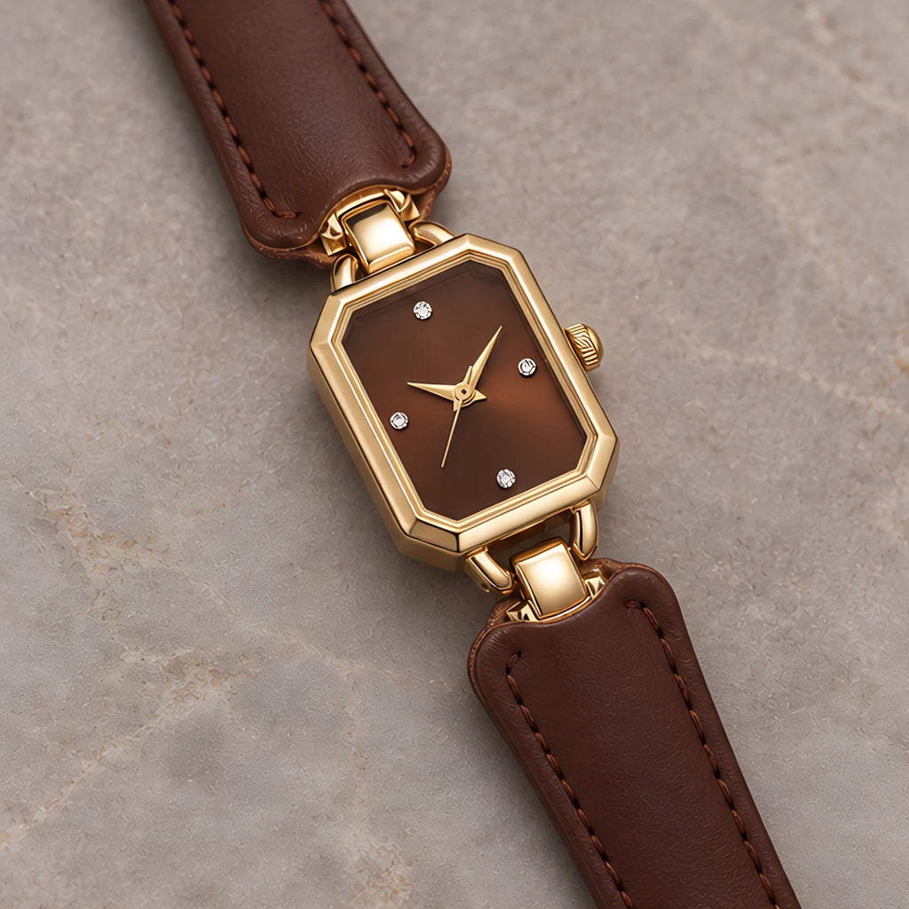 Delphira Women's Leather-Strap Quartz Watch - Brown - Women's Accessories > Watches > Rectangular Quartz Watches - Eric Muller - Image 2