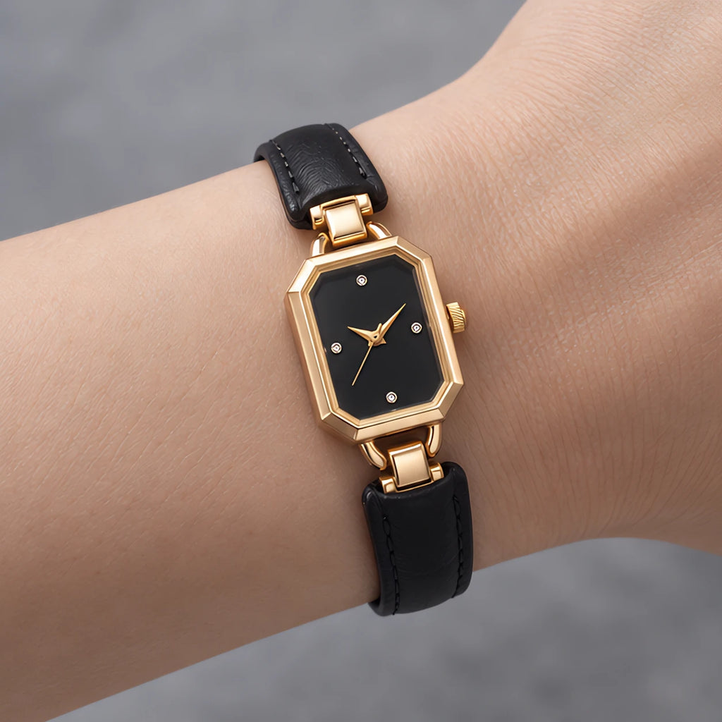 Delphira Women's Leather-Strap Quartz Watch - Black - Women's Accessories > Watches > Rectangular Quartz Watches - Eric Muller - Image 1