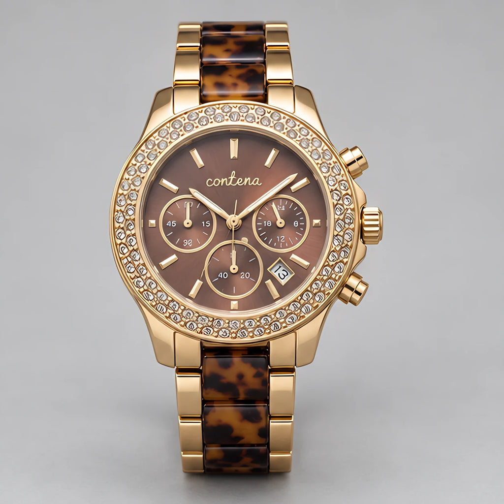 Doreva Women's Three-Subdial Quartz Watch - Gold Black - Women's Accessories > Watches > Fashion Watches - Eric Muller - Image 2