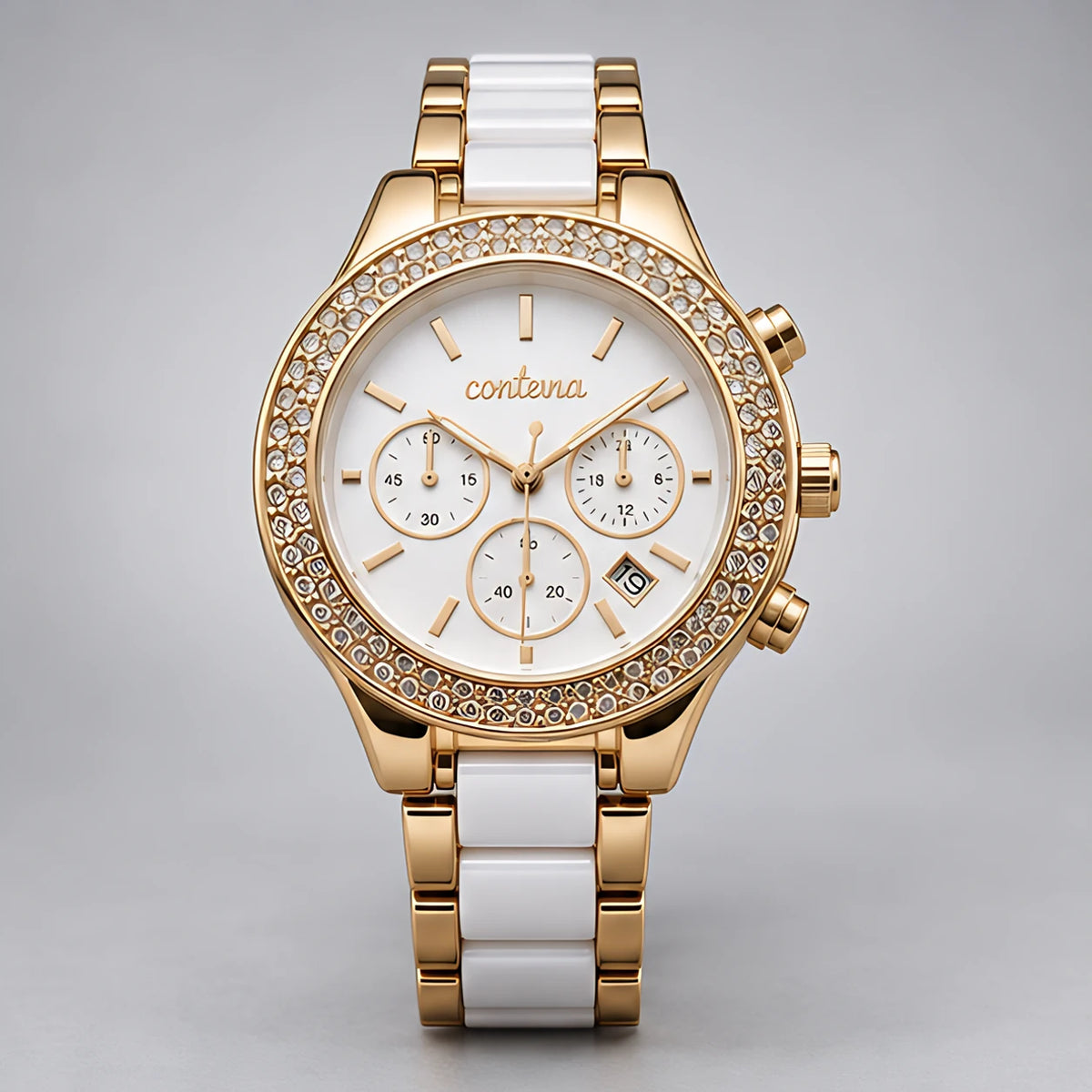 Doreva Women's Three-Subdial Quartz Watch - Gold White - Women's Accessories > Watches > Fashion Watches - Eric Muller - Image 2