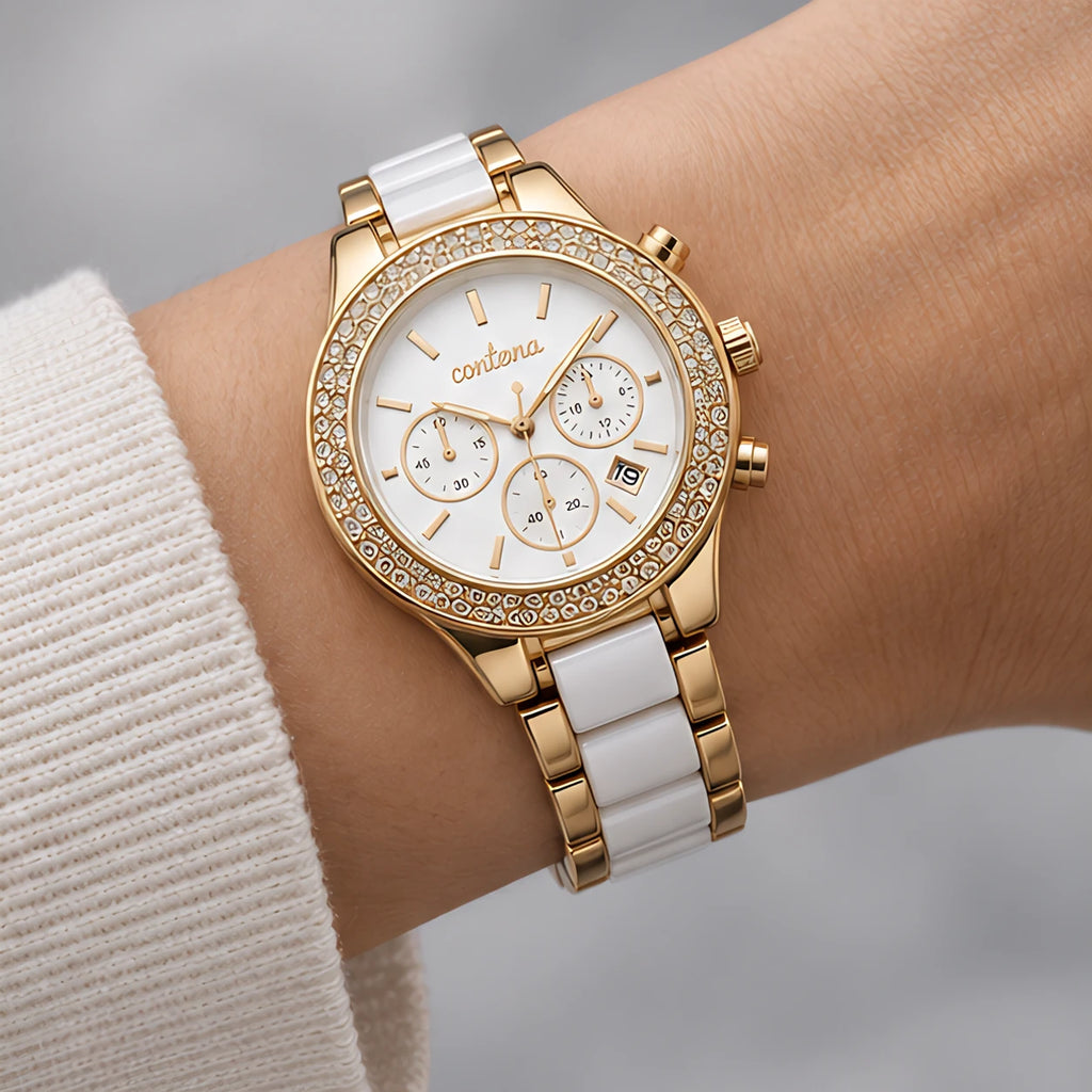 Doreva Women's Three-Subdial Quartz Watch - Gold White - female - Eric Muller - Image 3