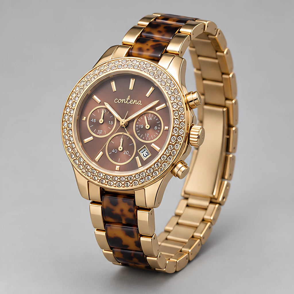 Doreva Women's Three-Subdial Quartz Watch - Gold Black - Women's Accessories > Watches > Fashion Watches - Eric Muller - Image 1
