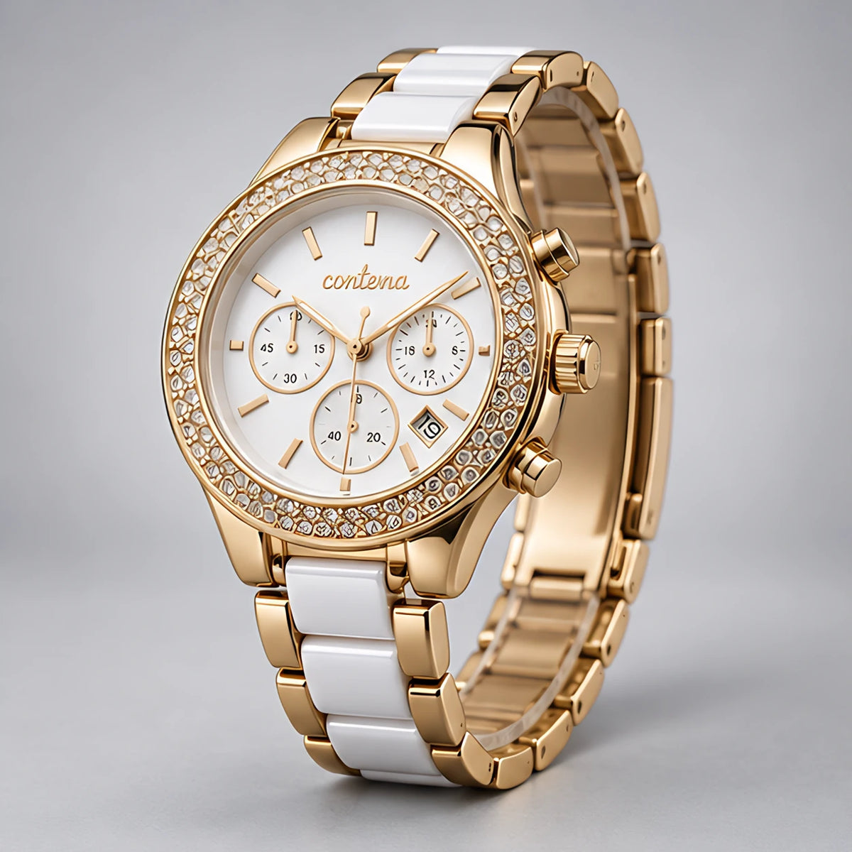 Doreva Women's Three-Subdial Quartz Watch - Gold White - Women's Accessories > Watches > Fashion Watches - Eric Muller - Image 1