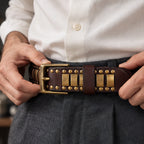 Dorian Men's Genuine Leather Statement Belt - Brown - Accessories > Belts > Studded Leather Belts - Eric Muller - Image 2