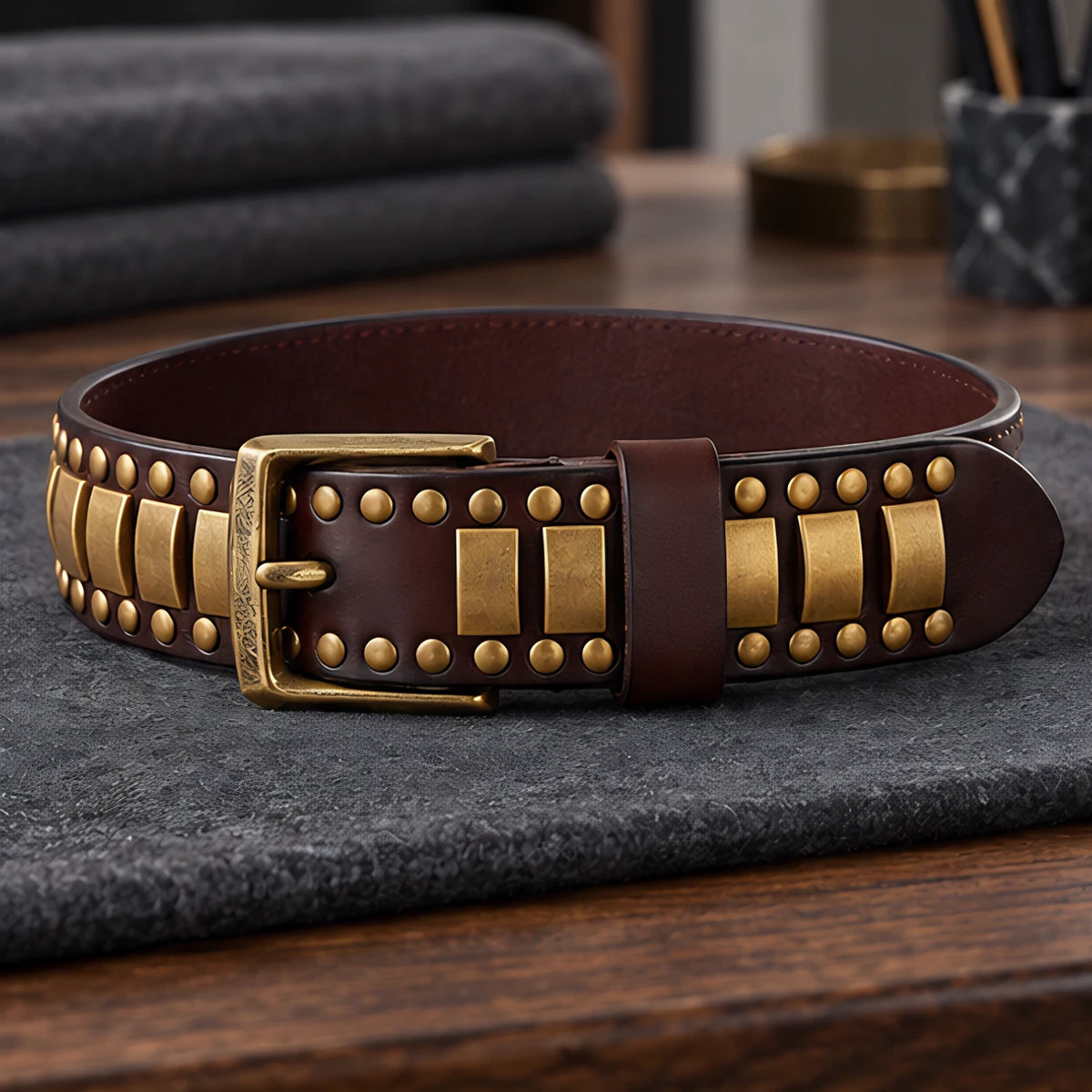 Dorian Men's Genuine Leather Statement Belt - Brown - male - Eric Muller - Image 3