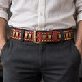 Dorian Men's Genuine Leather Statement Belt - Red - Accessories > Belts > Studded Leather Belts - Eric Muller - Image 1
