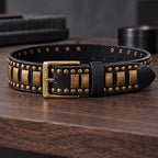Dorian Men's Genuine Leather Statement Belt - Black - Accessories > Belts > Studded Leather Belts - Eric Muller - Image 2