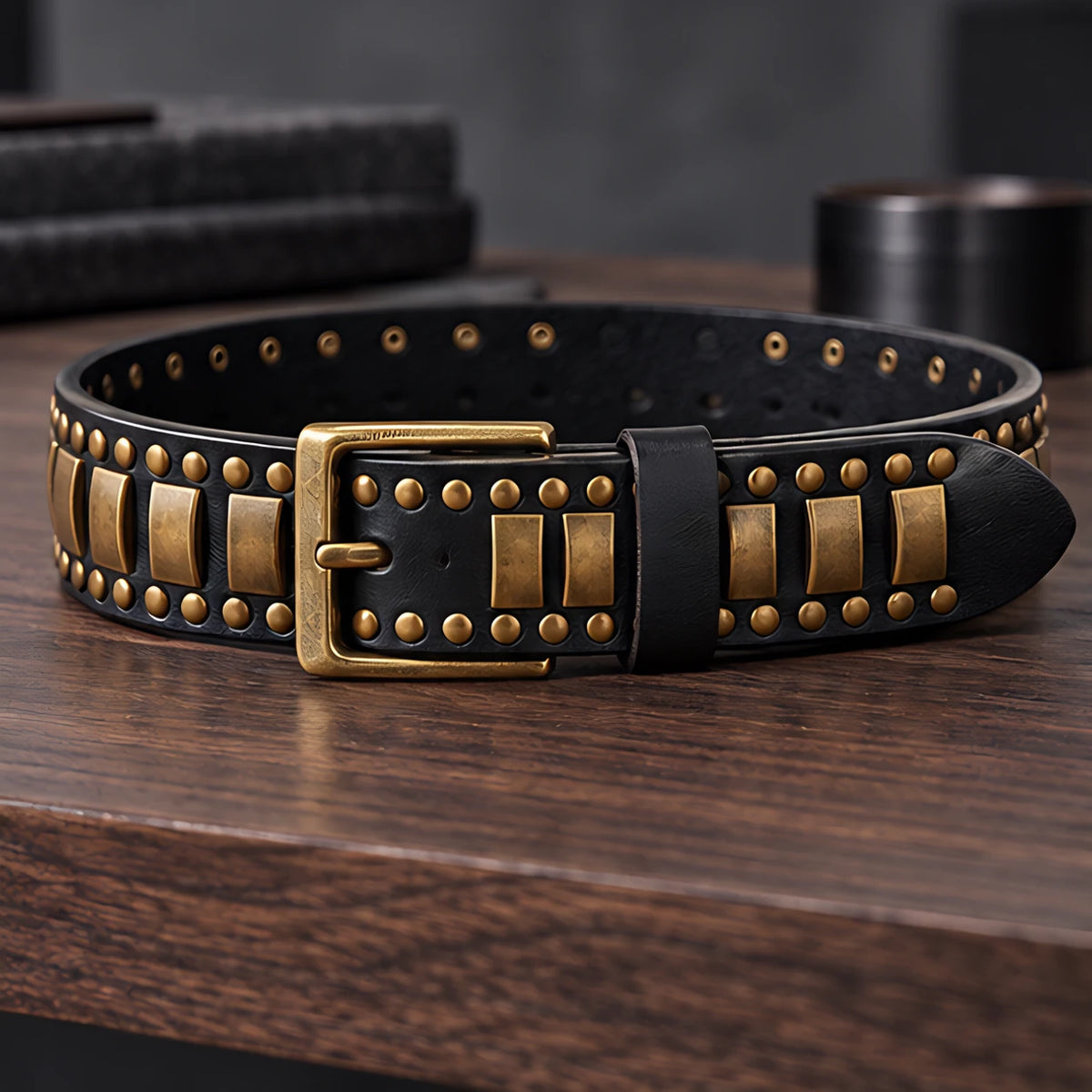 Dorian Men's Genuine Leather Statement Belt - Black - Accessories > Belts > Studded Leather Belts - Eric Muller - Image 2