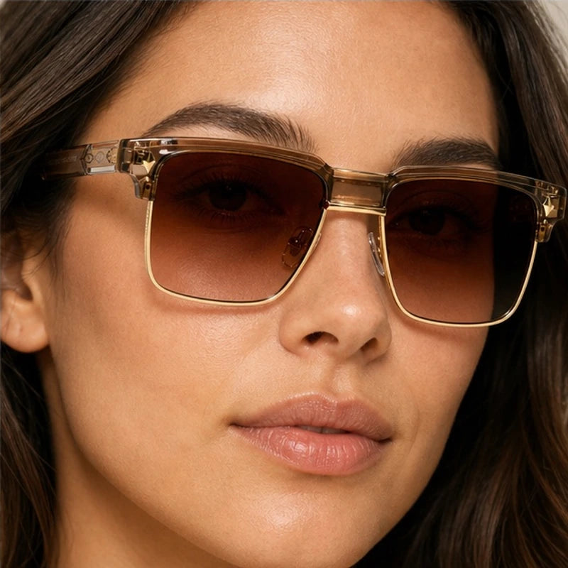 Duke Browline Shades - Champagne - dual-material frame - Eric Muller - Image 4