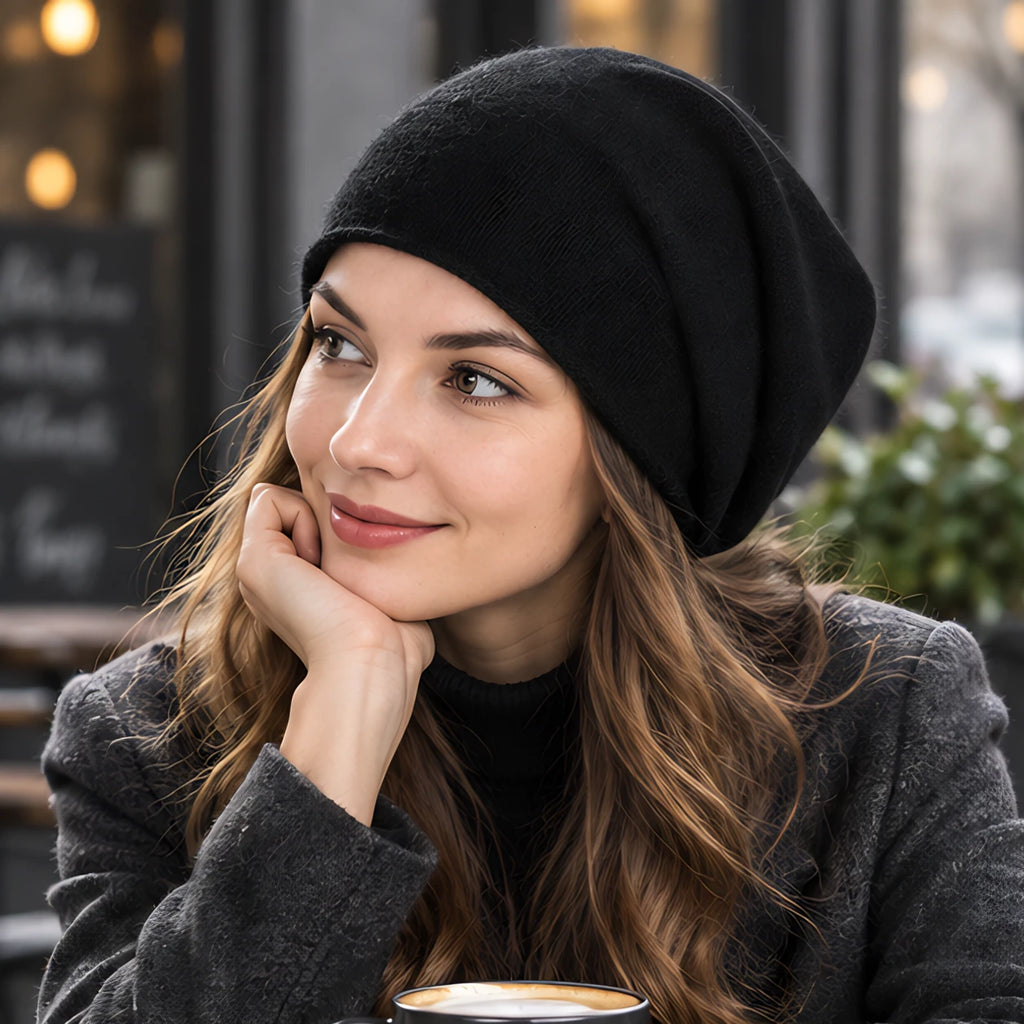 Elaraine Soft Cashmere Wool Beanie - Black - Accessories > Hats > Beanies - Eric Muller - Image 1