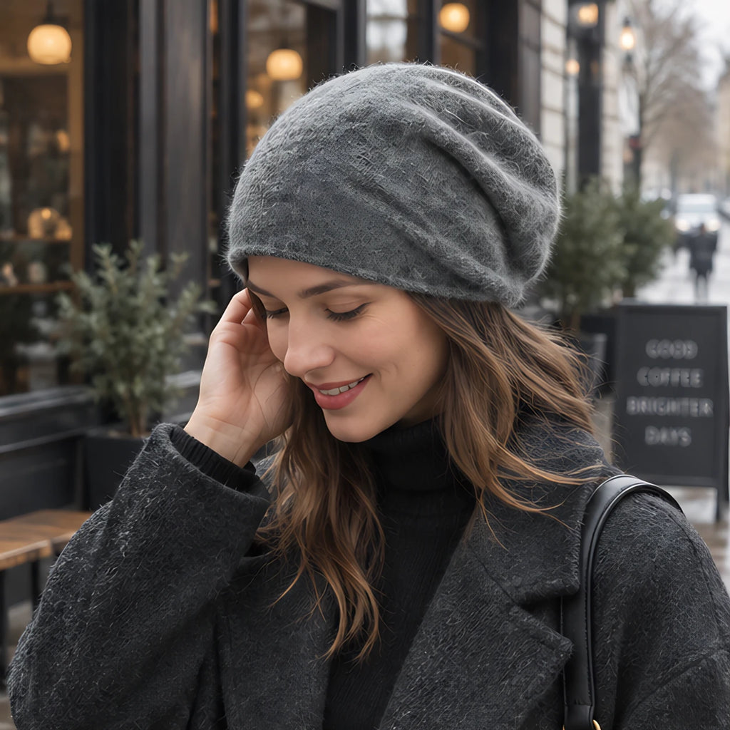 Elaraine Soft Cashmere Wool Beanie - Grey - apparel - Eric Muller - Image 2