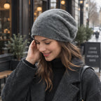 Elaraine Soft Cashmere Wool Beanie - Grey - apparel - Eric Muller - Image 2