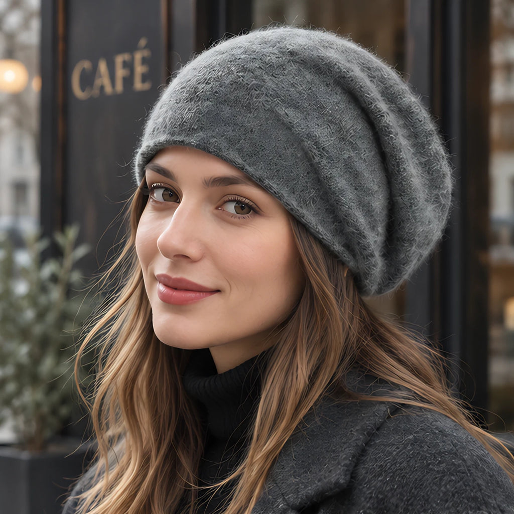 Elaraine Soft Cashmere Wool Beanie - Grey - Accessories > Hats > Beanies - Eric Muller - Image 1