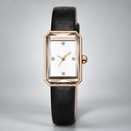 Elaris Women's Rectangular Leather Strap Quartz Watch - Piano Black - apparel - Eric Muller - Image 2