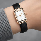 Elaris Women's Rectangular Leather Strap Quartz Watch - Piano Black - Accessories > Watches > Rectangular Quartz Watches - Eric Muller - Image 3
