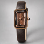 Elaris Women's Rectangular Leather Strap Quartz Watch - Chocolate Brown - apparel - Eric Muller - Image 2