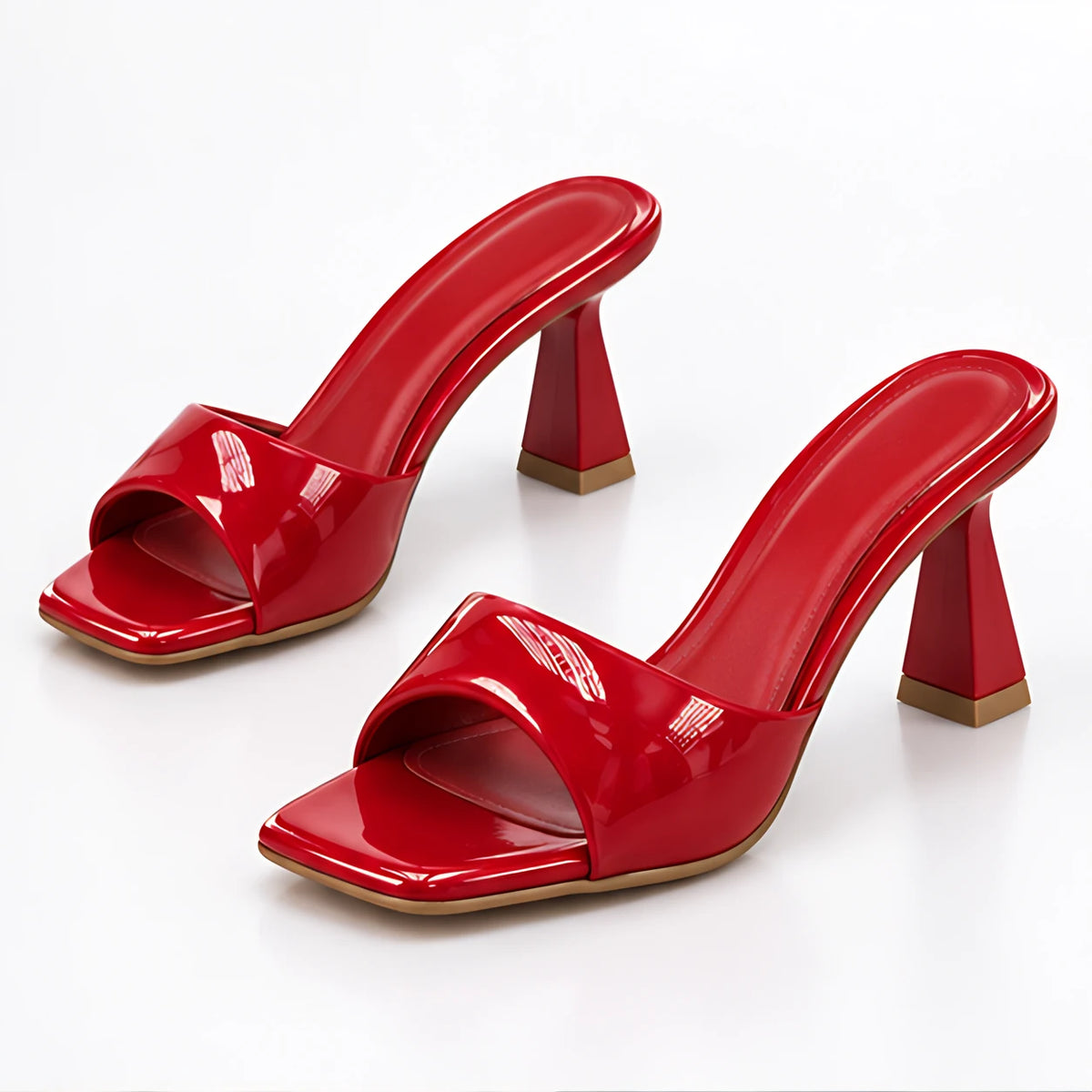 Elettra Women's Sculpted Mid-Heel Mules - Red - Women's Footwear > Mules > Mid-Heel Mules - Eric Muller - Image 1