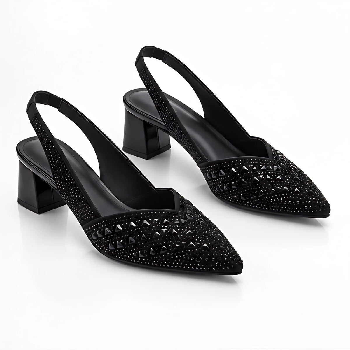 Eliza Rhinestone Block-Heel Slingback Pumps - Black - wap - Eric Muller - Image 2