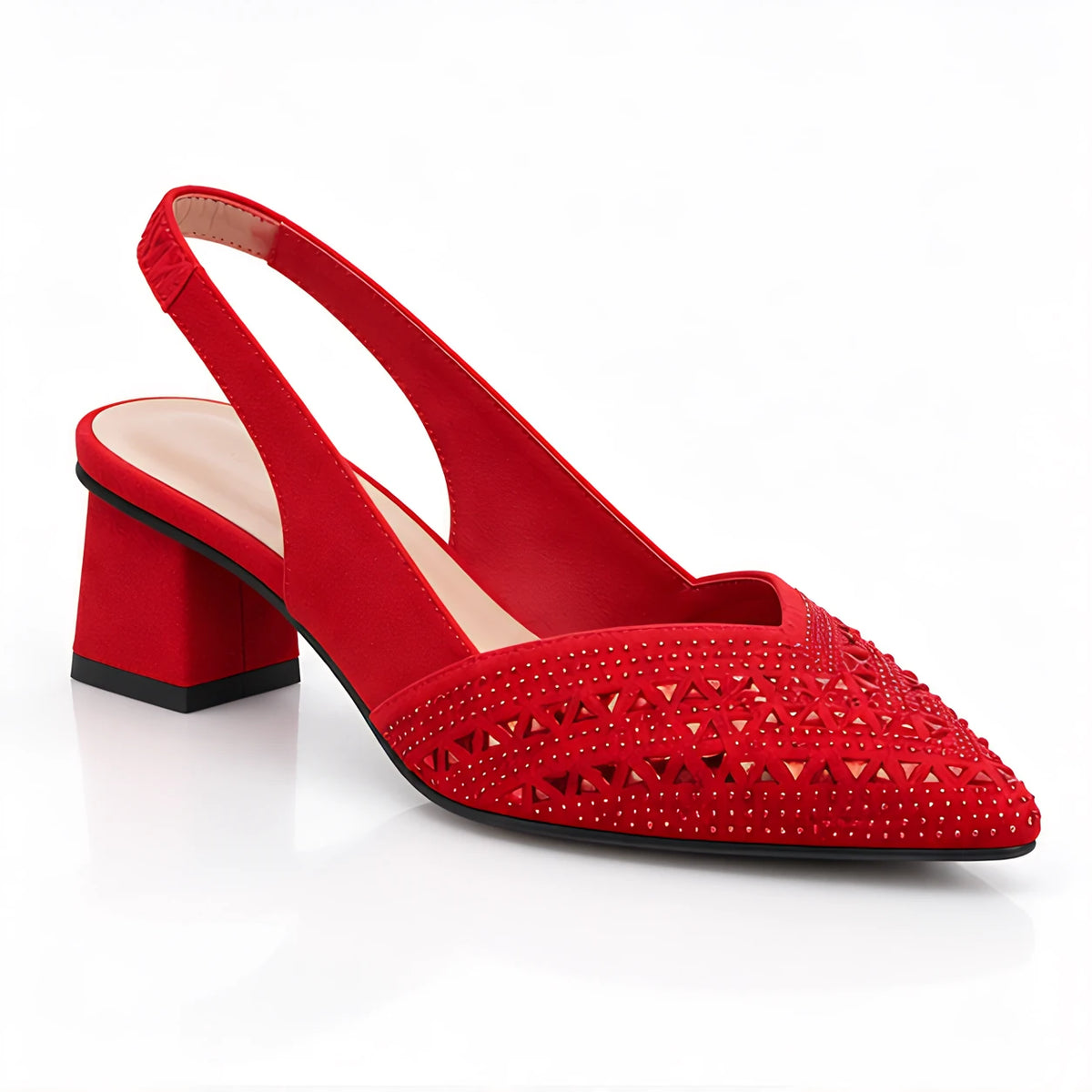 Eliza Rhinestone Block-Heel Slingback Pumps - Red - Women's Footwear > Heels > Slingback Heels - Eric Muller - Image 1