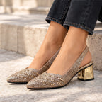 Eliza Rhinestone Block-Heel Slingback Pumps - Gold - Heels - Eric Muller - Image 4