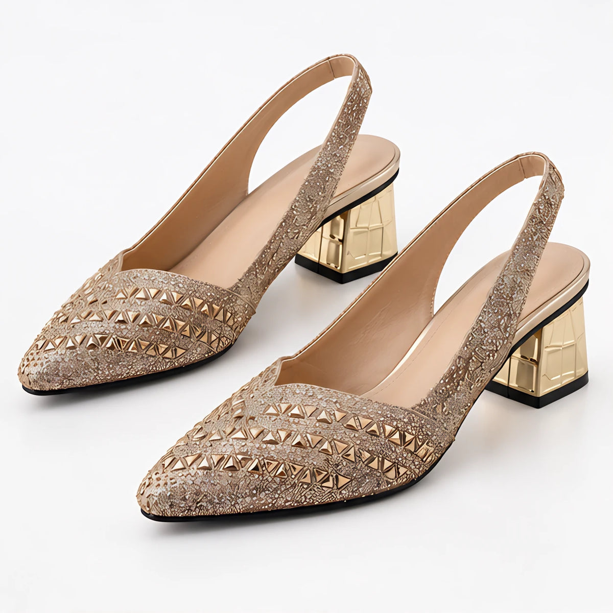 Eliza Rhinestone Block-Heel Slingback Pumps - Gold - wap - Eric Muller - Image 2