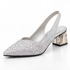 Eliza Rhinestone Block-Heel Slingback Pumps - Silver - Women's Footwear > Heels > Slingback Heels - Eric Muller - Image 1