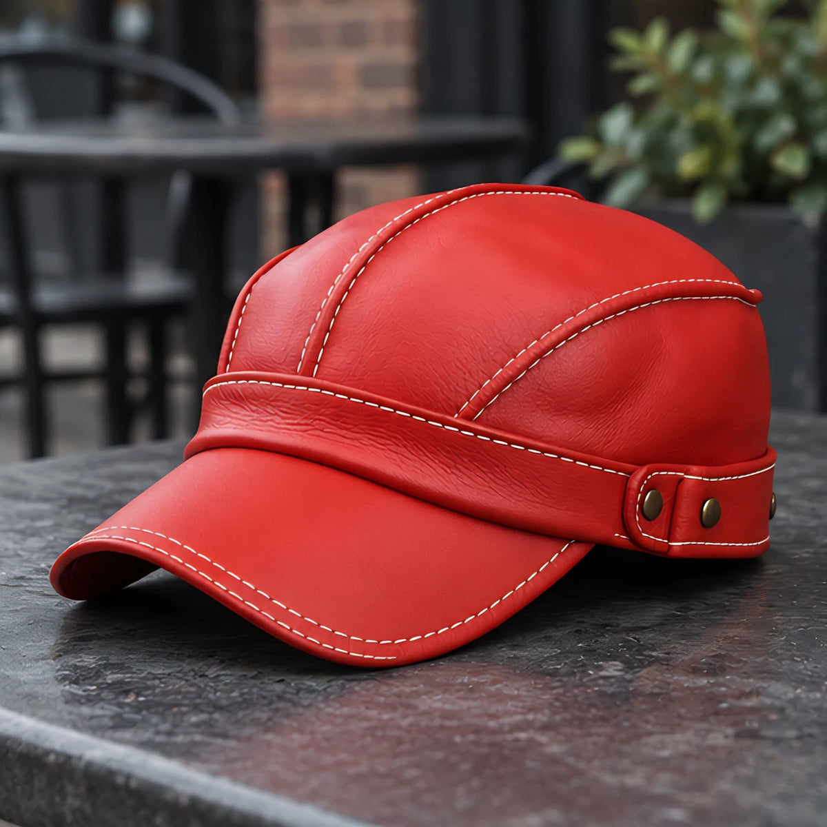 Ellery Men's Vintage-Inspired Leather Aviator Cap - Red - Accessories > Hats > Aviator Caps - Eric Muller - Image 2