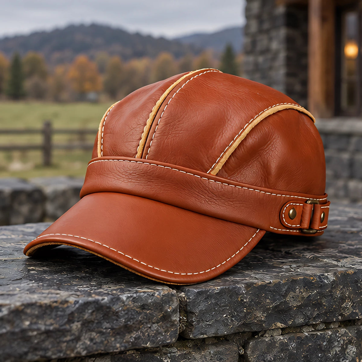 Ellery Men's Vintage-Inspired Leather Aviator Cap - Light Brown - Accessories > Hats > Aviator Caps - Eric Muller - Image 2