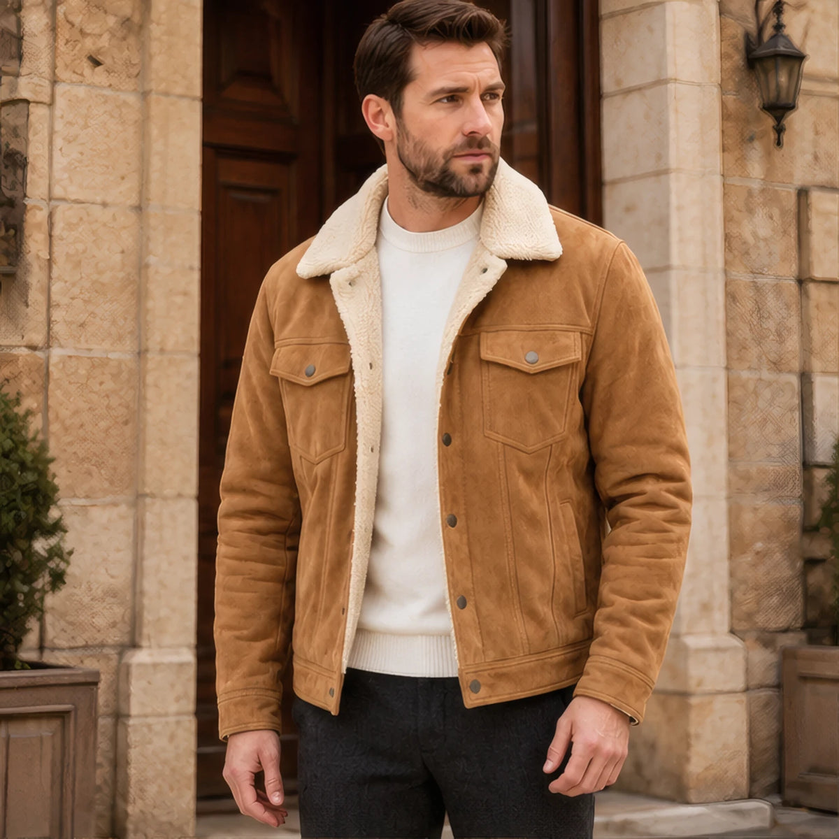 Ellsworth Men's Sherpa Collar Utility Jacket - Khaki - Men's Clothing > Outerwear > Utility Jackets - Eric Muller - Image 1