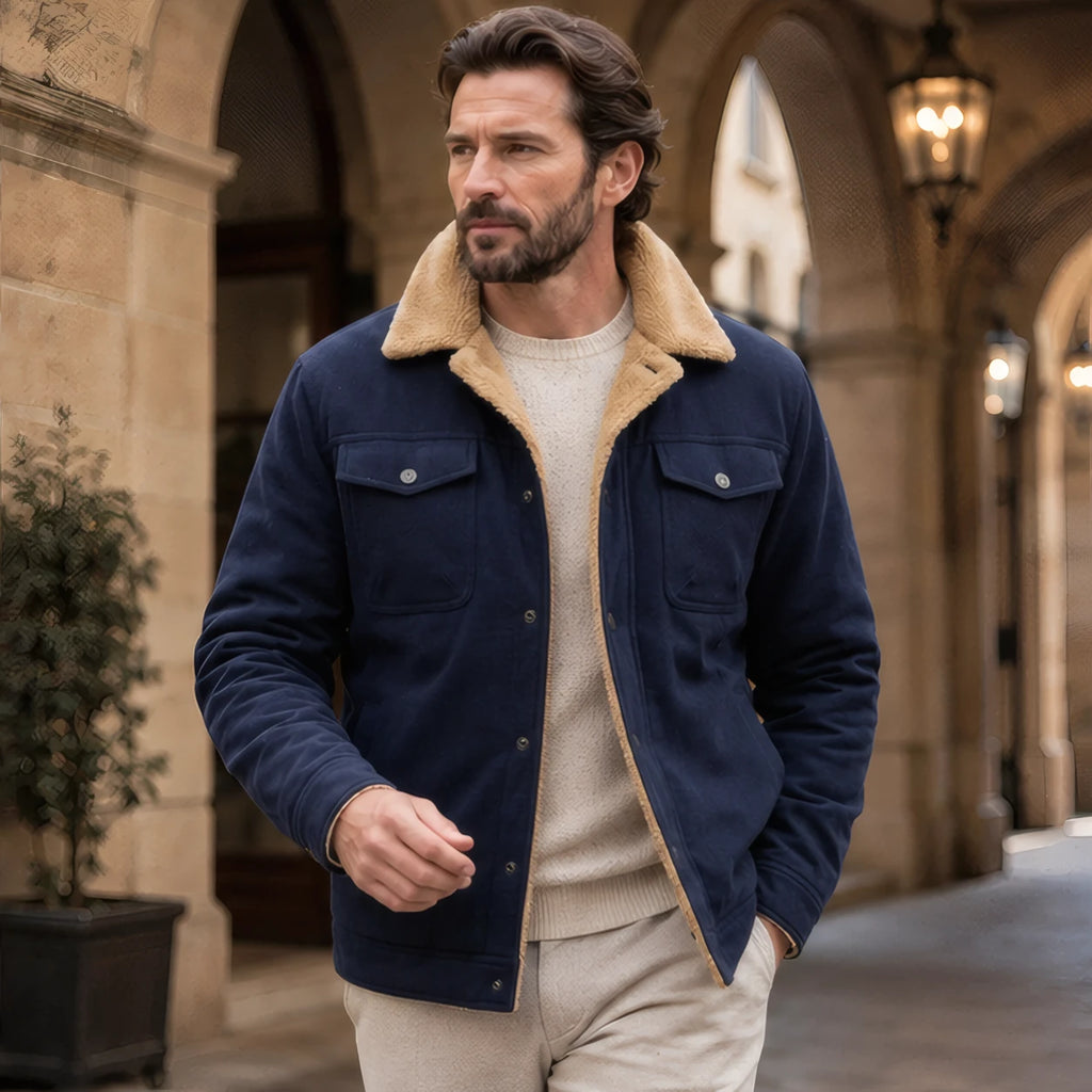 Ellsworth Men's Sherpa Collar Utility Jacket - Navy Blue - map - Eric Muller - Image 2