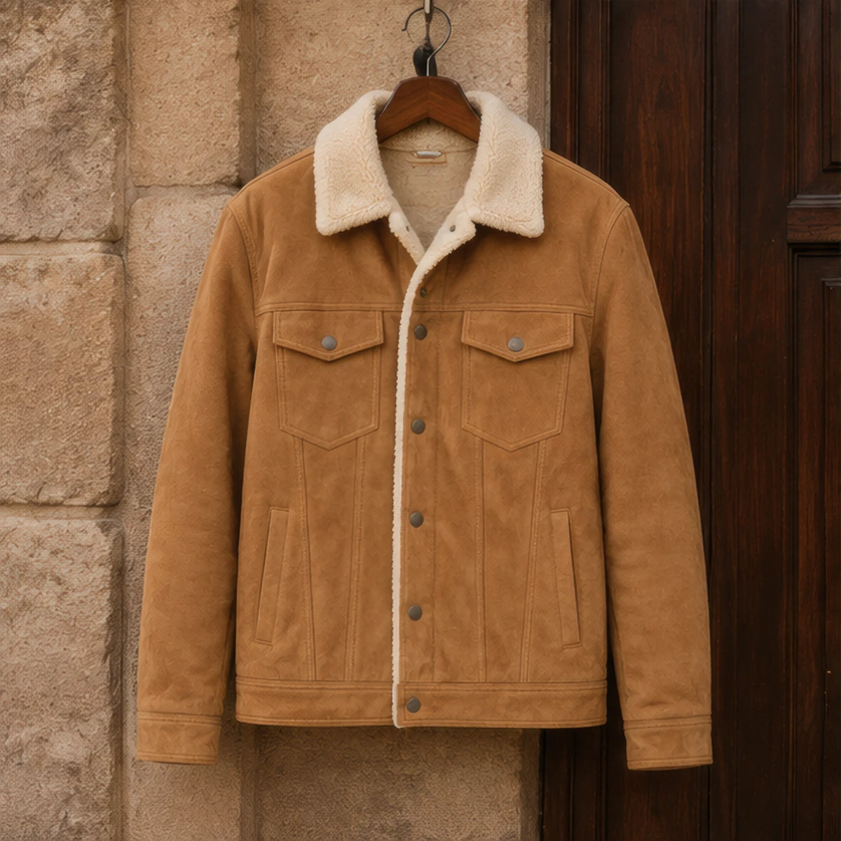 Ellsworth Men's Sherpa Collar Utility Jacket - Khaki - mapout - Eric Muller - Image 3