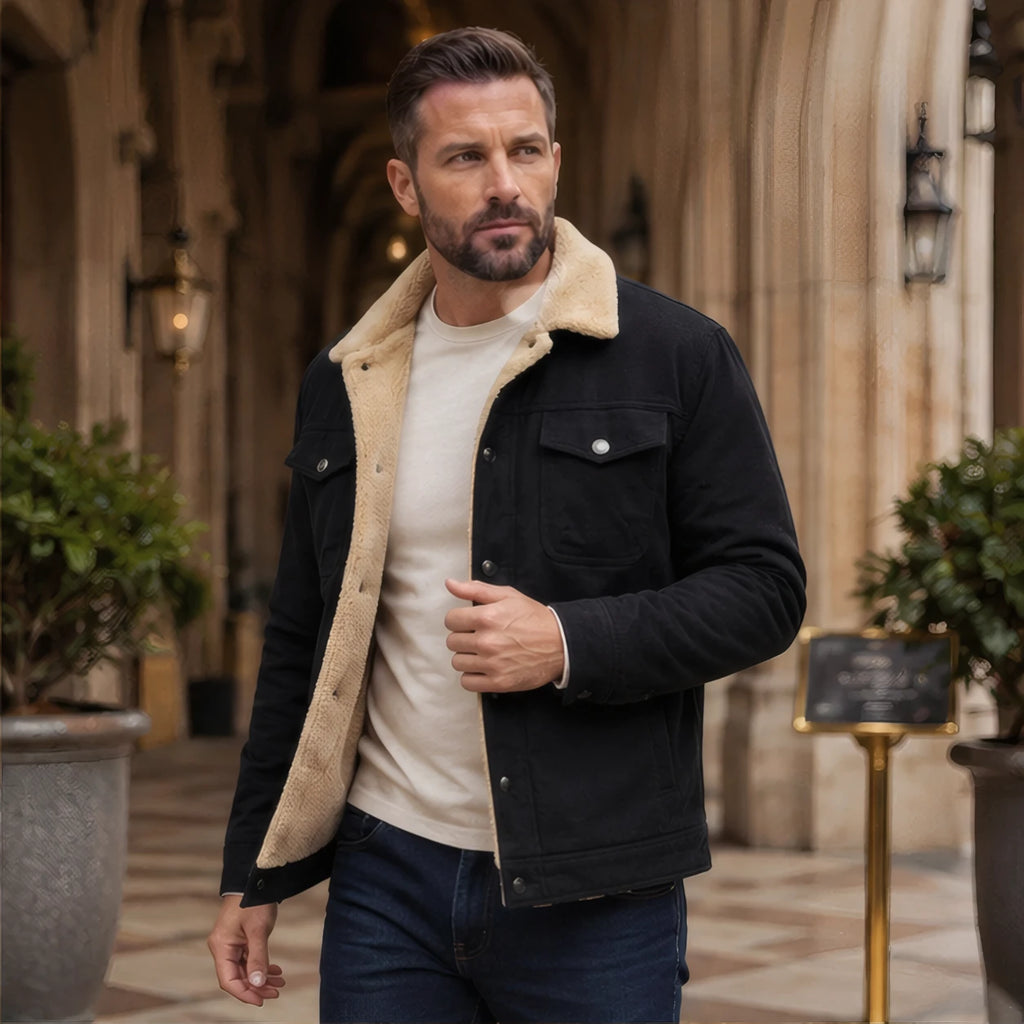 Ellsworth Men's Sherpa Collar Utility Jacket - Black - map - Eric Muller - Image 2