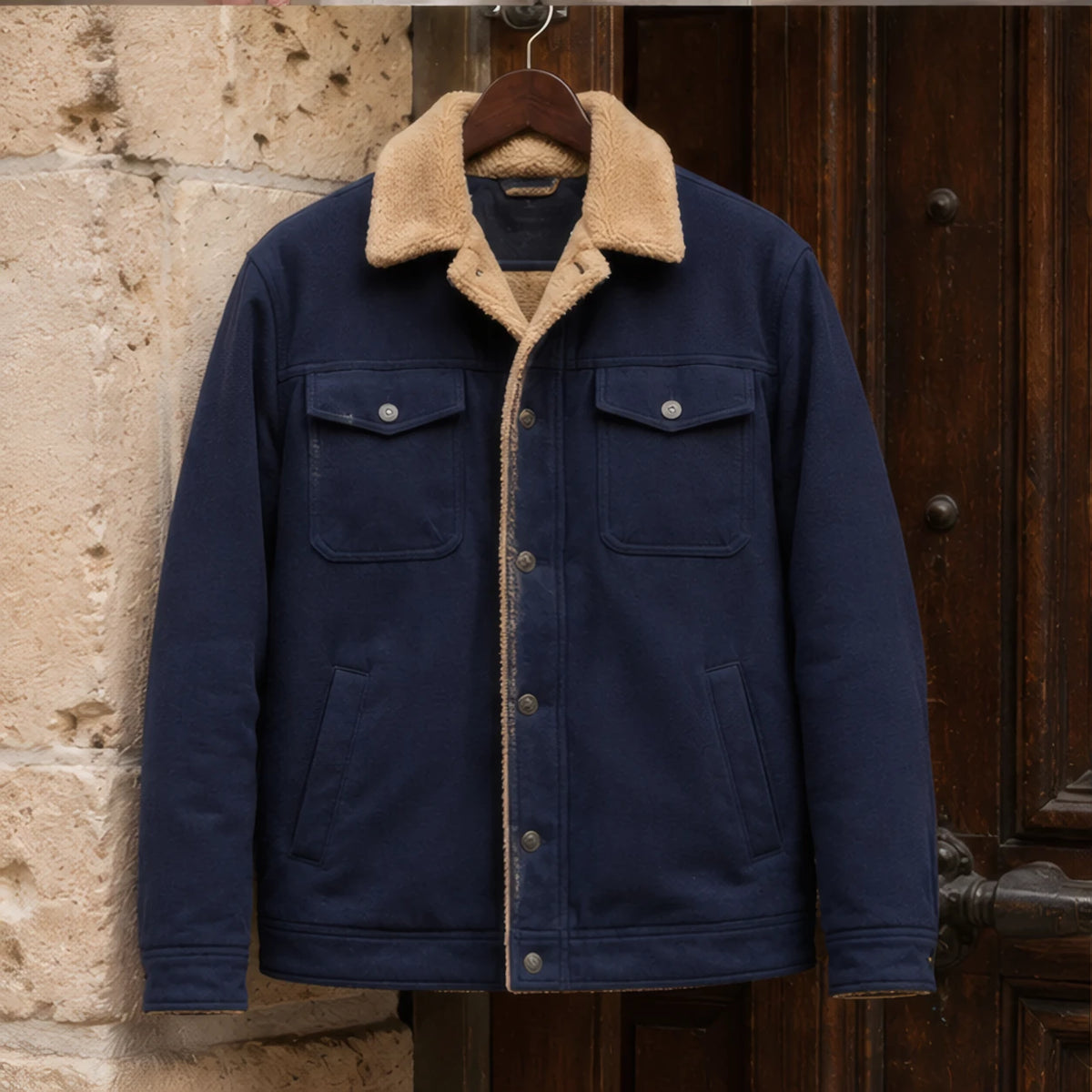 Ellsworth Men's Sherpa Collar Utility Jacket - Navy Blue - mapout - Eric Muller - Image 3