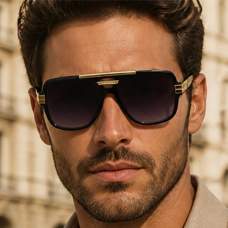 Elston Double-Bridge Square Sunglasses - Gradient Gray - Accessories > Sunglasses > Square Sunglasses - Eric Muller - Image 3