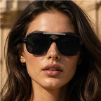 Elston Double-Bridge Square Sunglasses - Black - eyewear-style:square - Eric Muller - Image 4