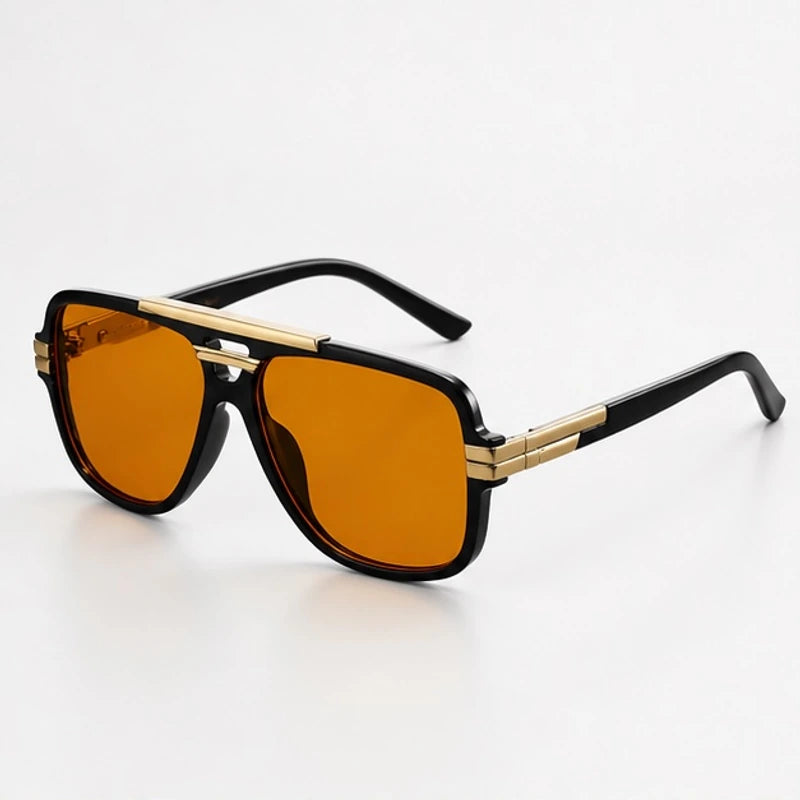 Elston Double-Bridge Square Sunglasses - Orange - Accessories > Sunglasses > Square Sunglasses - Eric Muller - Image 1