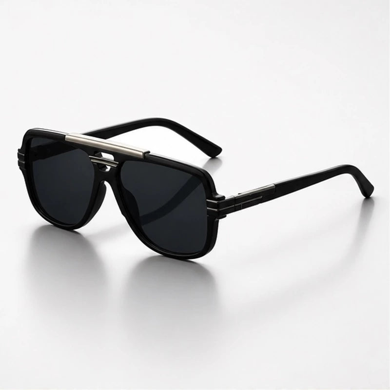 Elston Double-Bridge Square Sunglasses - Black - Accessories > Sunglasses > Square Sunglasses - Eric Muller - Image 1