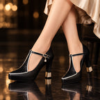 Elysande Women's Crystal-Heel T-Strap Pumps - Black - womens_footwear - Eric Muller - Image 2