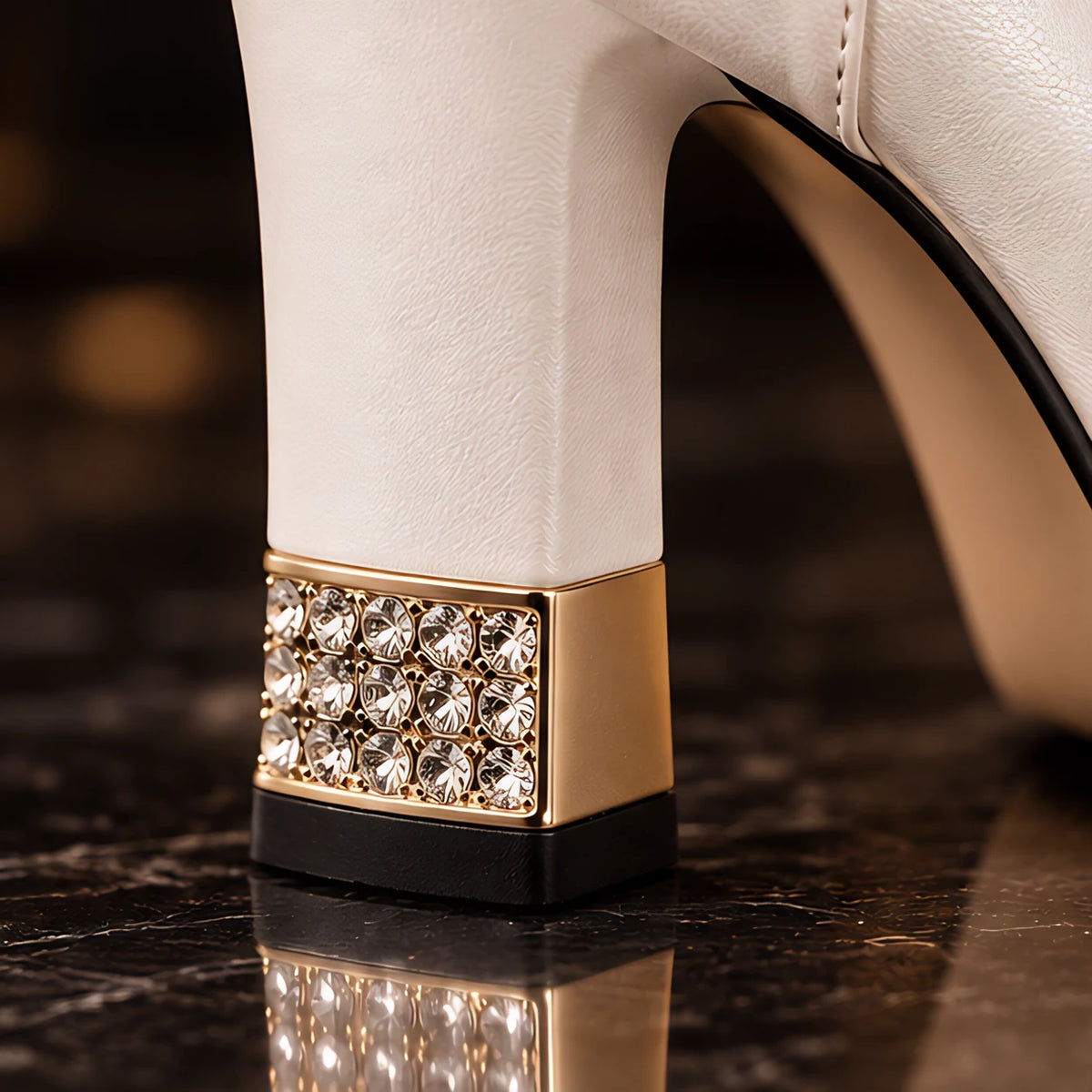 Elysande Women's Crystal-Heel T-Strap Pumps - White - Shoes - Eric Muller - Image 3
