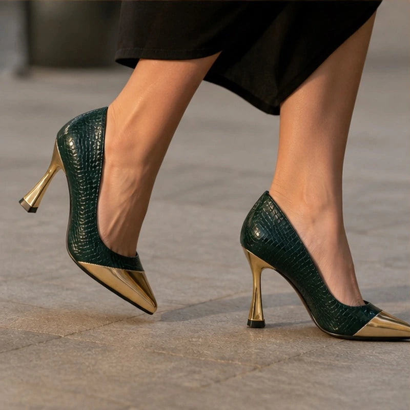 Emilia Women's Glossy Pointed-Toe Pumps - Cypress - heels - Eric Muller - Image 5