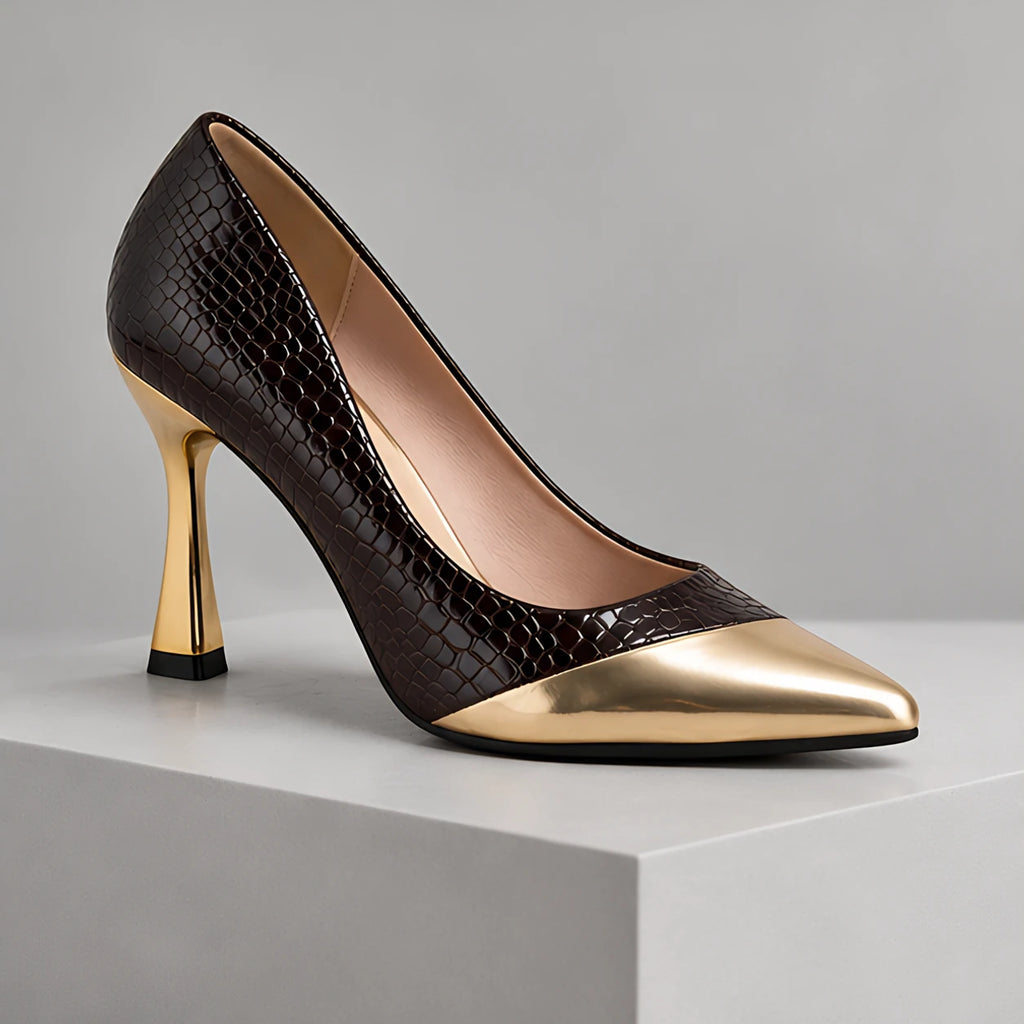 Emilia Women's Glossy Pointed-Toe Pumps - Umber - pointed-toe pumps - Eric Muller - Image 9
