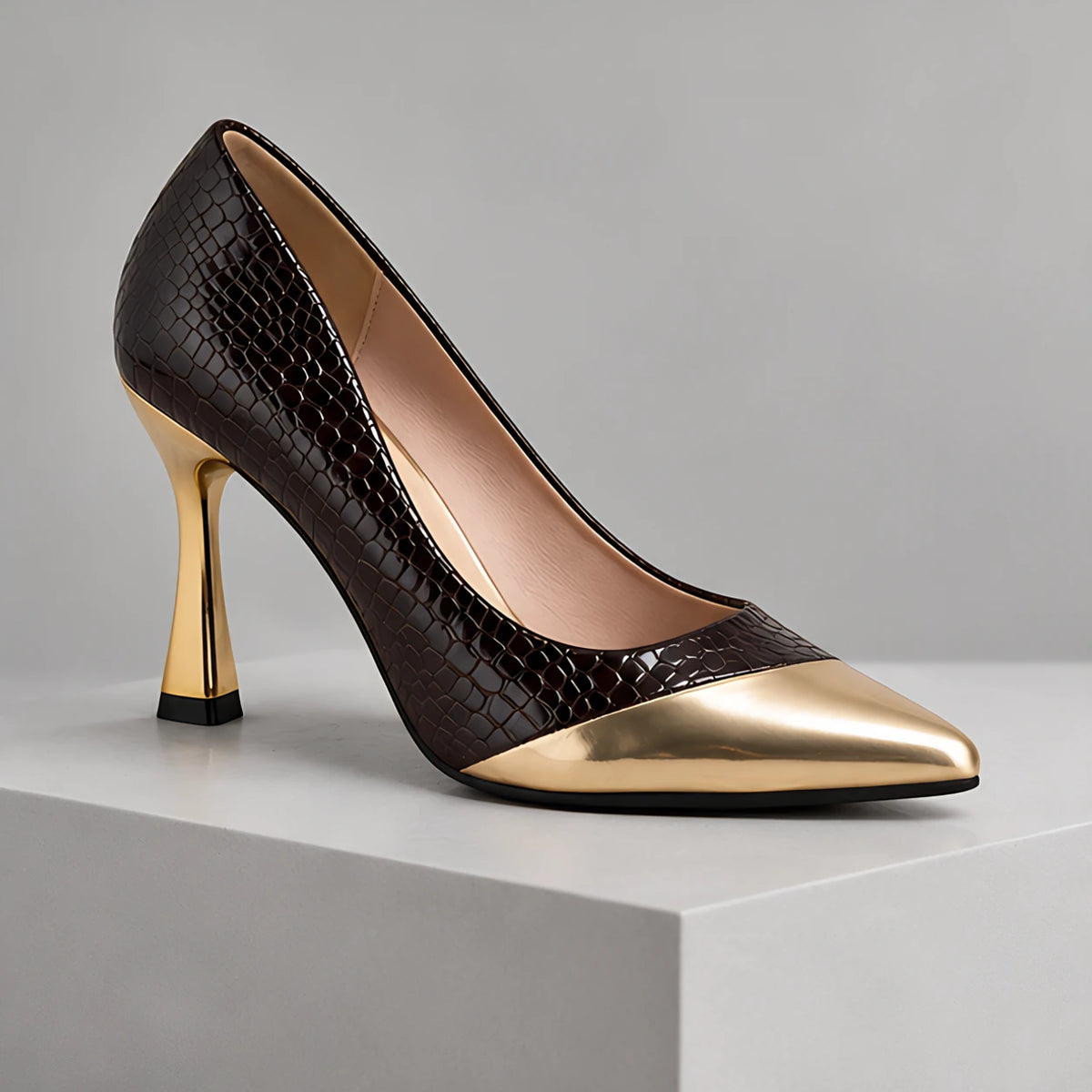 Emilia Women's Glossy Pointed-Toe Pumps - Umber - pointed-toe pumps - Eric Muller - Image 9