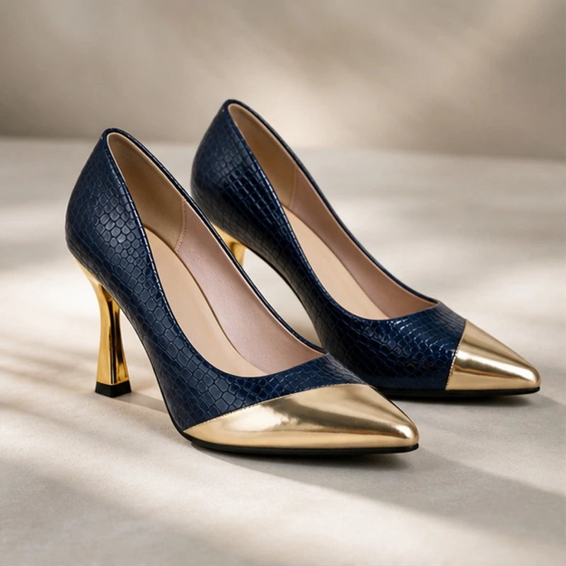 Emilia Women's Glossy Pointed-Toe Pumps - Marine - Footwear > Heels > Pointed-Toe Pumps - Eric Muller - Image 1