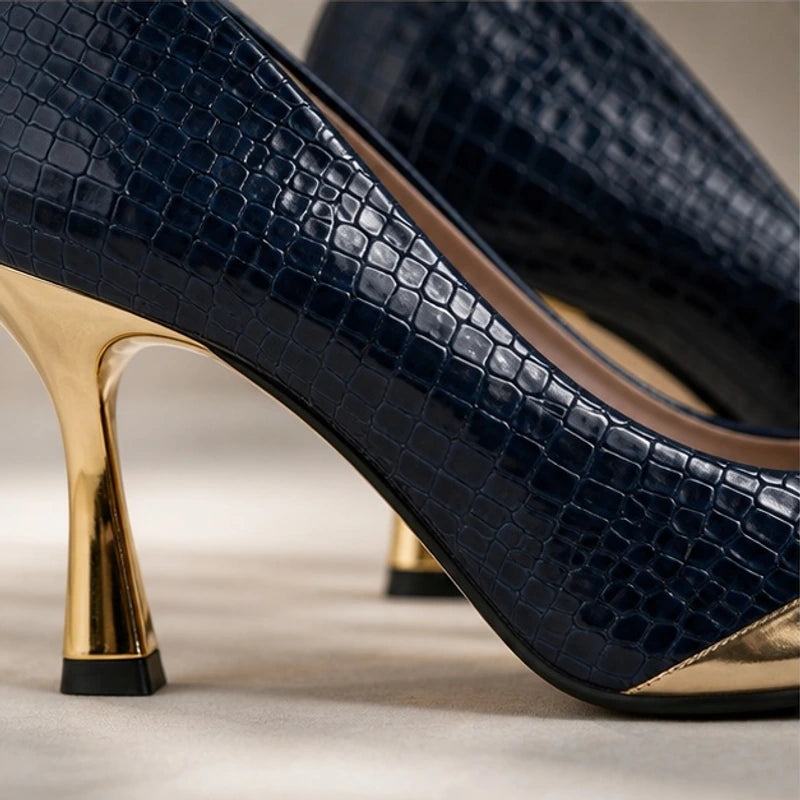 Emilia Women's Glossy Pointed-Toe Pumps - Marine - Footwear > Heels > Pointed-Toe Pumps - Eric Muller - Image 3