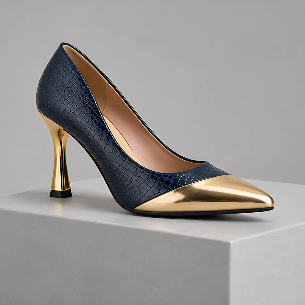 Emilia Women's Glossy Pointed-Toe Pumps - Marine - court shoes - Eric Muller - Image 8