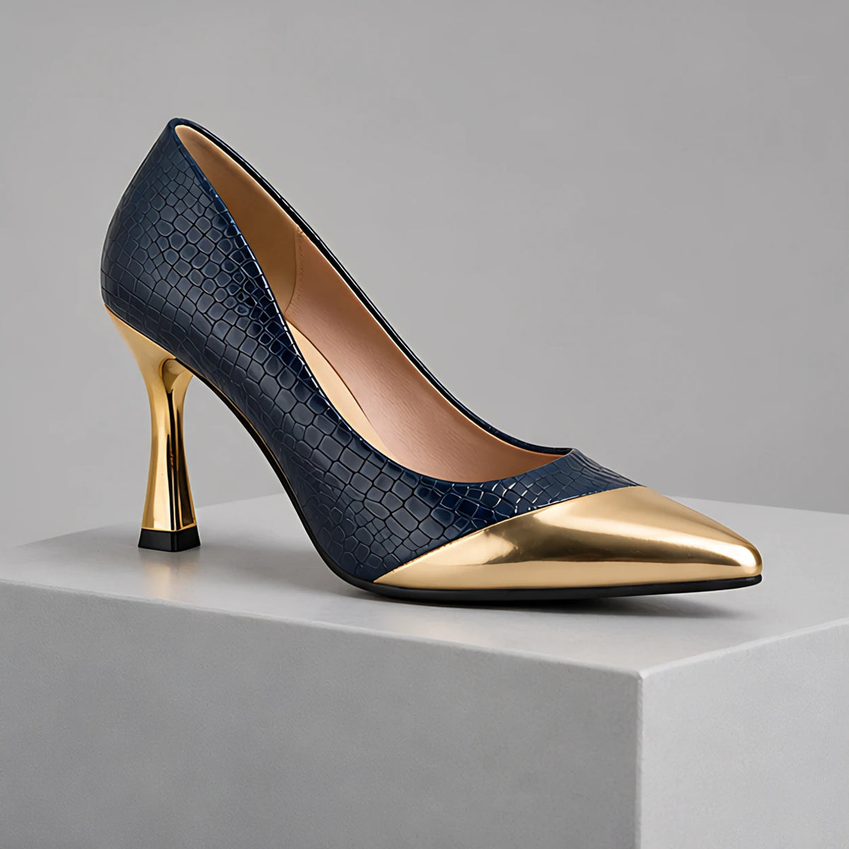 Emilia Women's Glossy Pointed-Toe Pumps - Marine - court shoes - Eric Muller - Image 8
