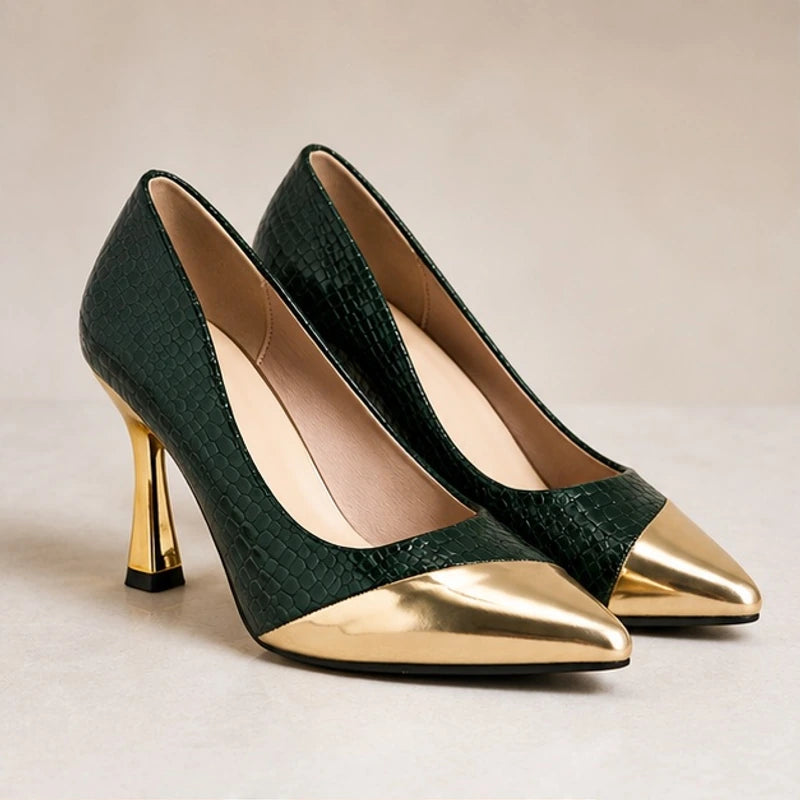 Emilia Women's Glossy Pointed-Toe Pumps - Cypress - Footwear > Heels > Pointed-Toe Pumps - Eric Muller - Image 1